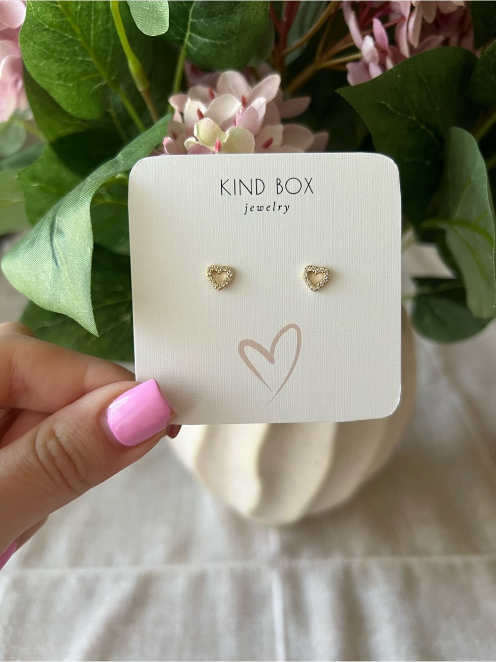 Gold Heart Stud Earrings